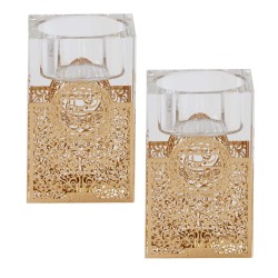 Tall Crystal Tealight Holders - Lasercut Floral wi | Candle Holders |