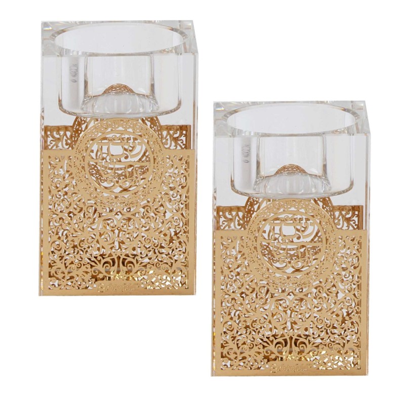 Tall Crystal Tealight Holders - Lasercut Floral wi | Candle Holders |