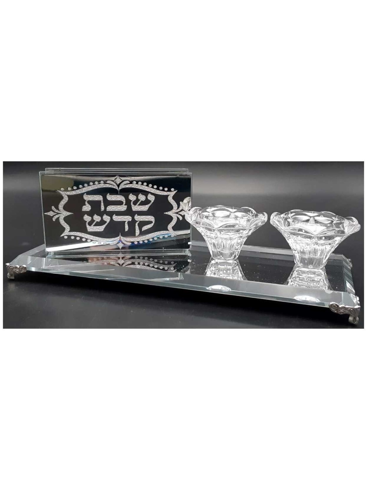 Crystal Tealight Holder Set with SIlver Matchbox C | Candle Holders |