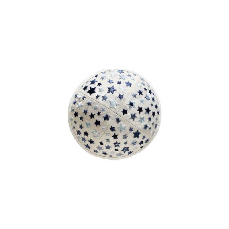 Embroidered Stars Kippah - White | Kippahs | Judaica