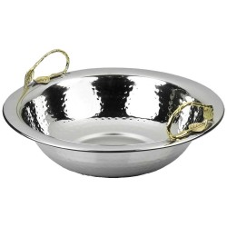 Hammered Steel Washing Bowl with Gold Leaf Handles | Washing Cups | Ju
