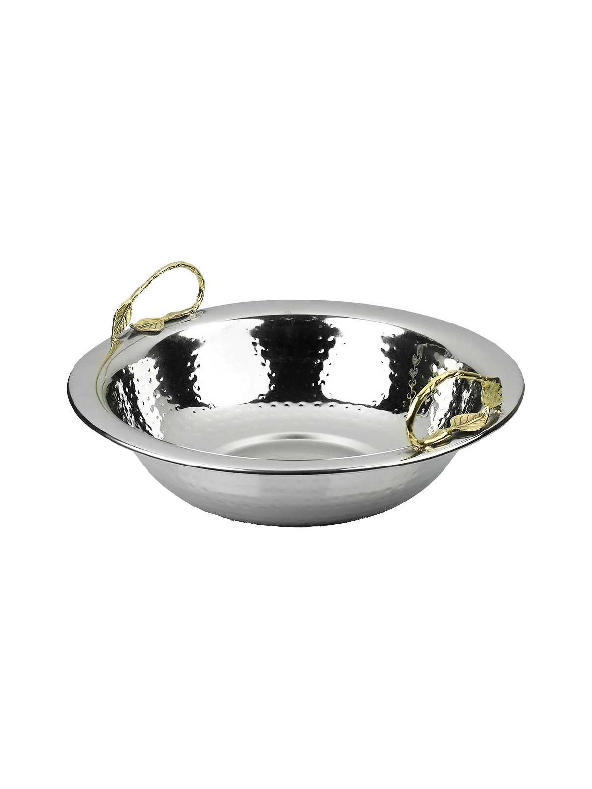 Hammered Steel Washing Bowl with Gold Leaf Handles | Washing Cups | Ju