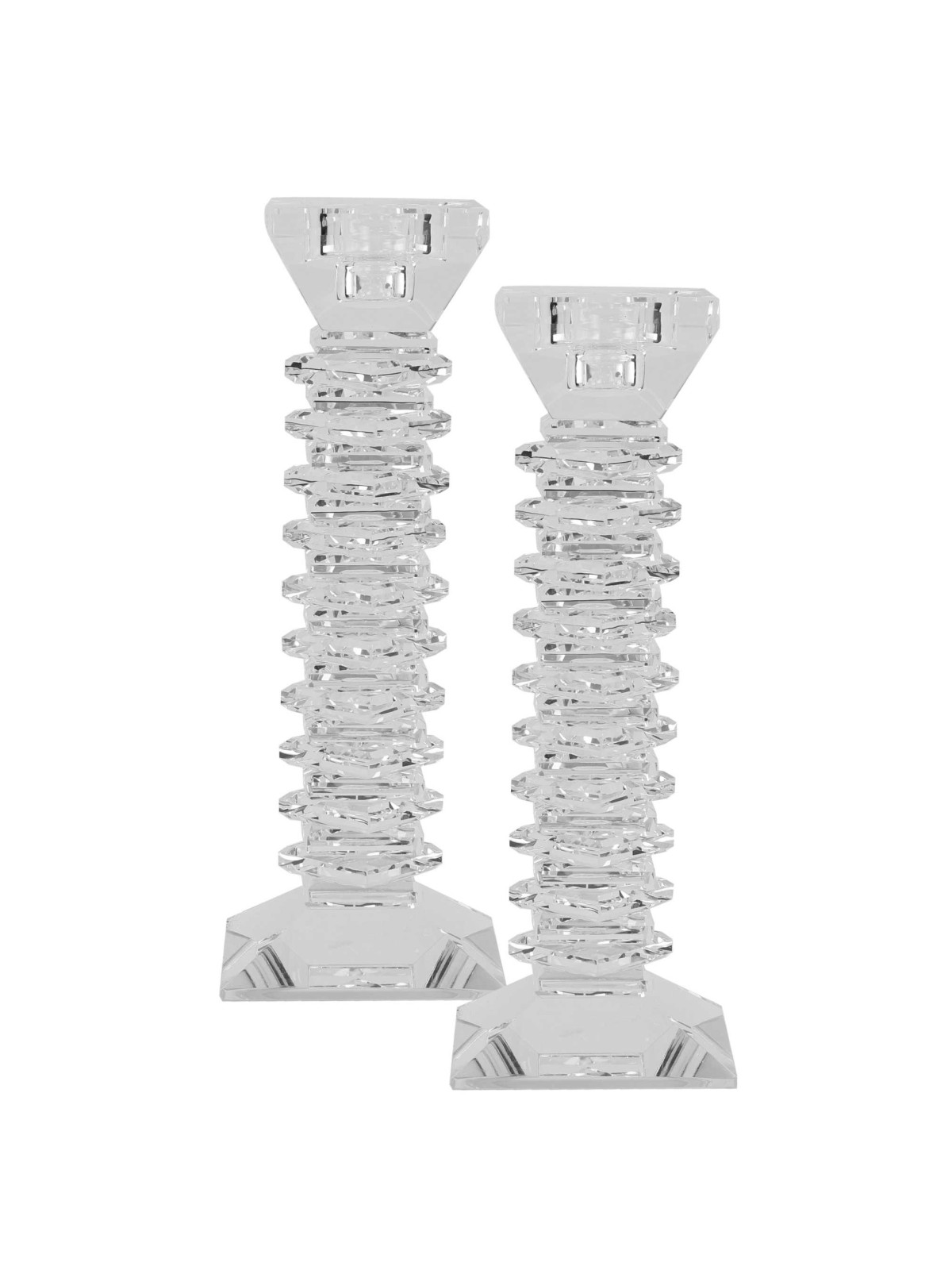 Crystal Candlesticks 8.5"H | Candle Holders | Judaica