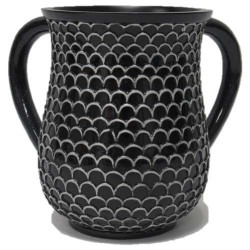 Modern Scaled Washing Cup - Black/White | Washing Cups | Judaica