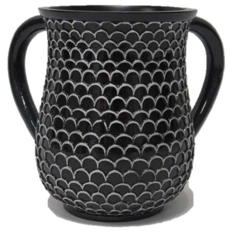 Modern Scaled Washing Cup - Black/White | Washing Cups | Judaica