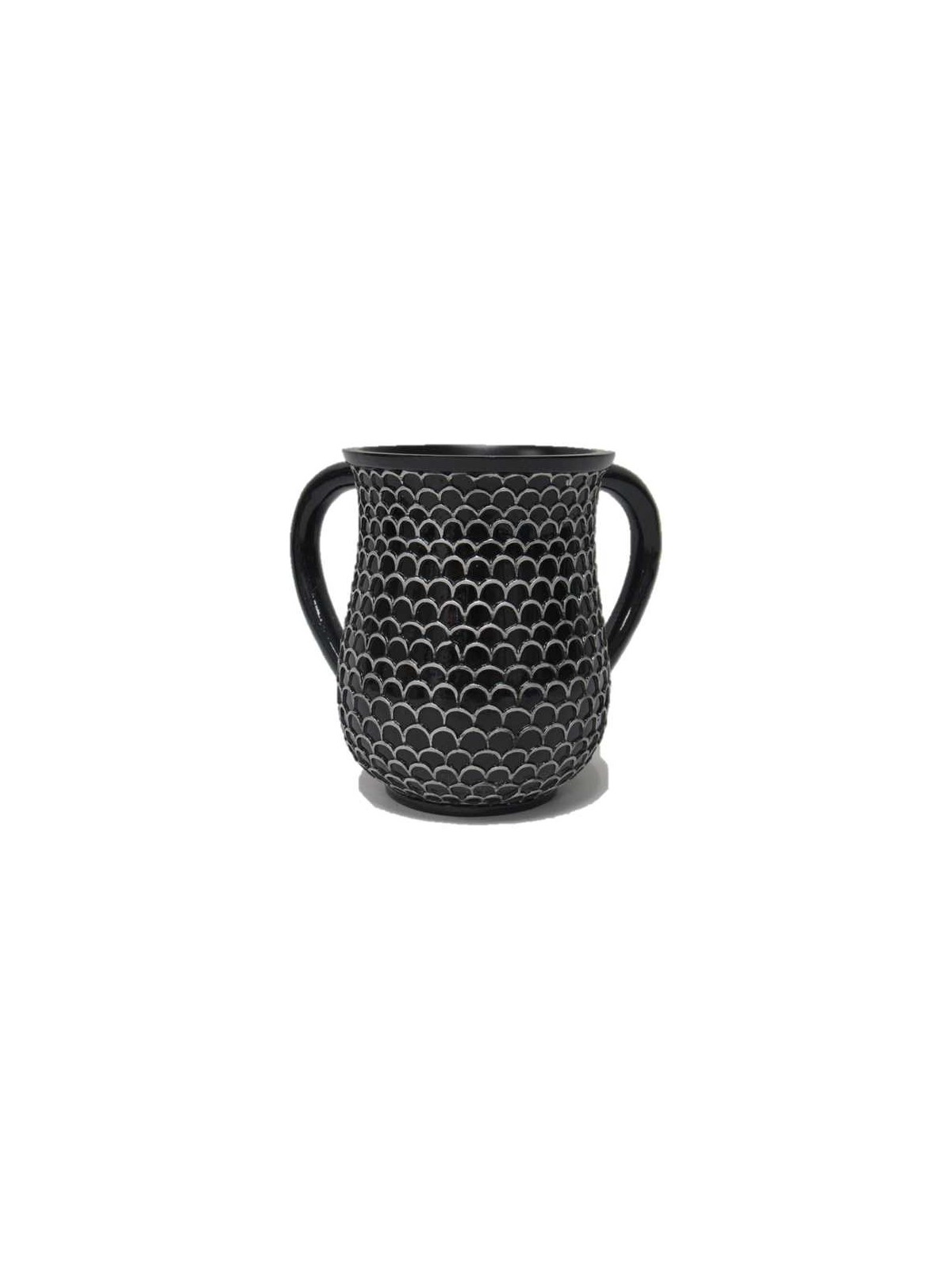 Modern Scaled Washing Cup - Black/White | Washing Cups | Judaica