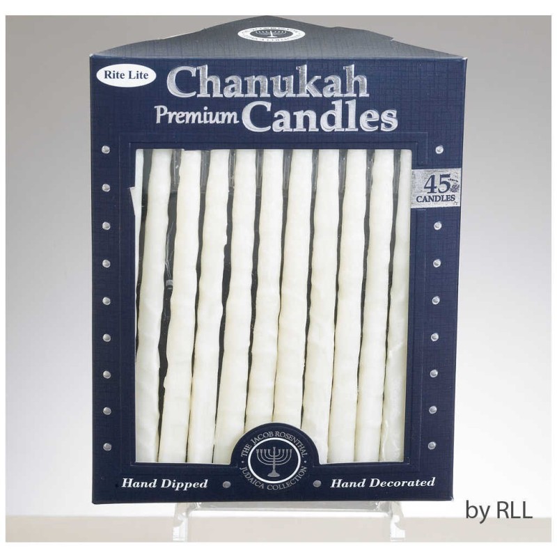 Premium Chanukah Candles - Frosted White on White | Hanukkah | Judaica