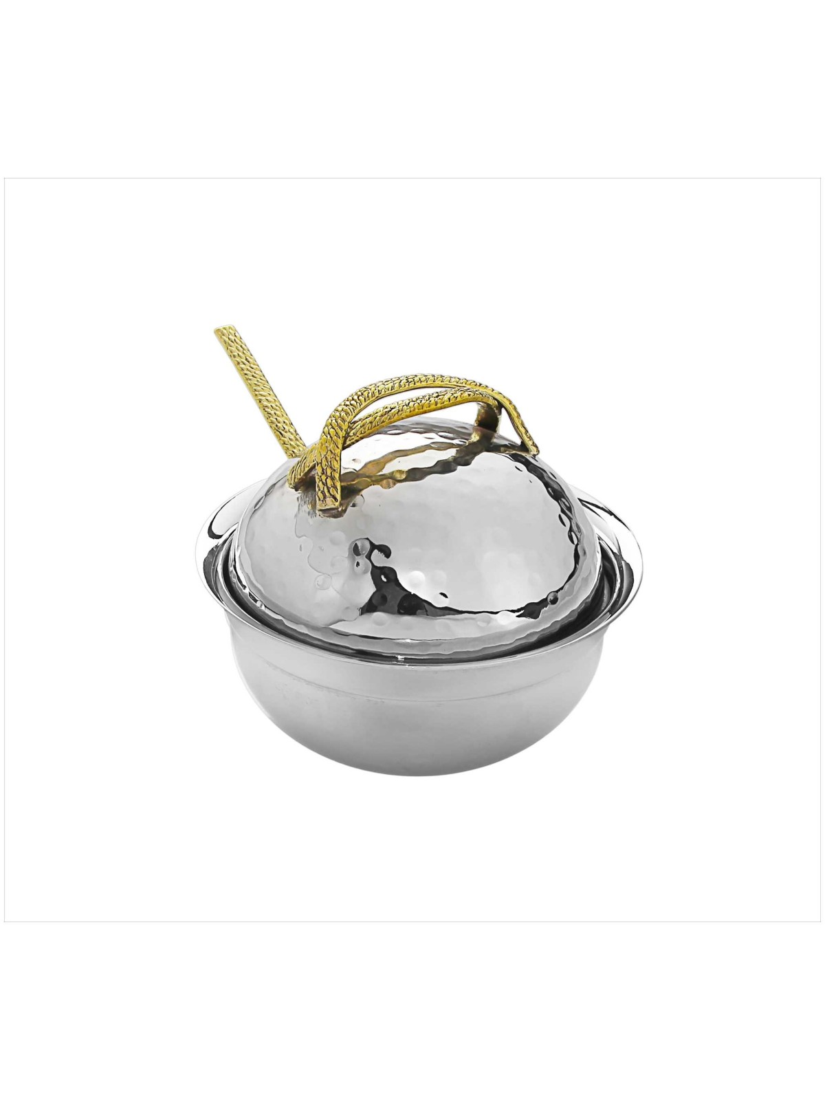 Honey Dish With Gold Handles and Glass Insert | Rosh Hashanah | Judaic