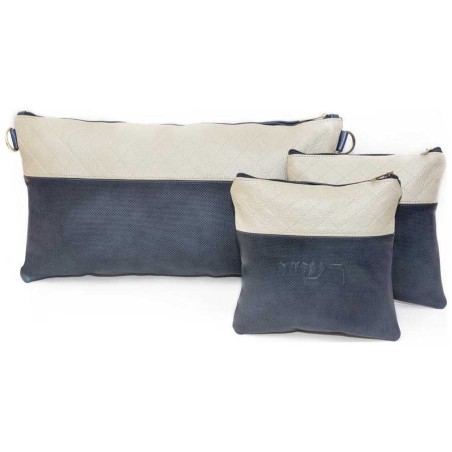 Two Toned Multi-Textured Personalized Tallit & Tef | Tefillin & Access