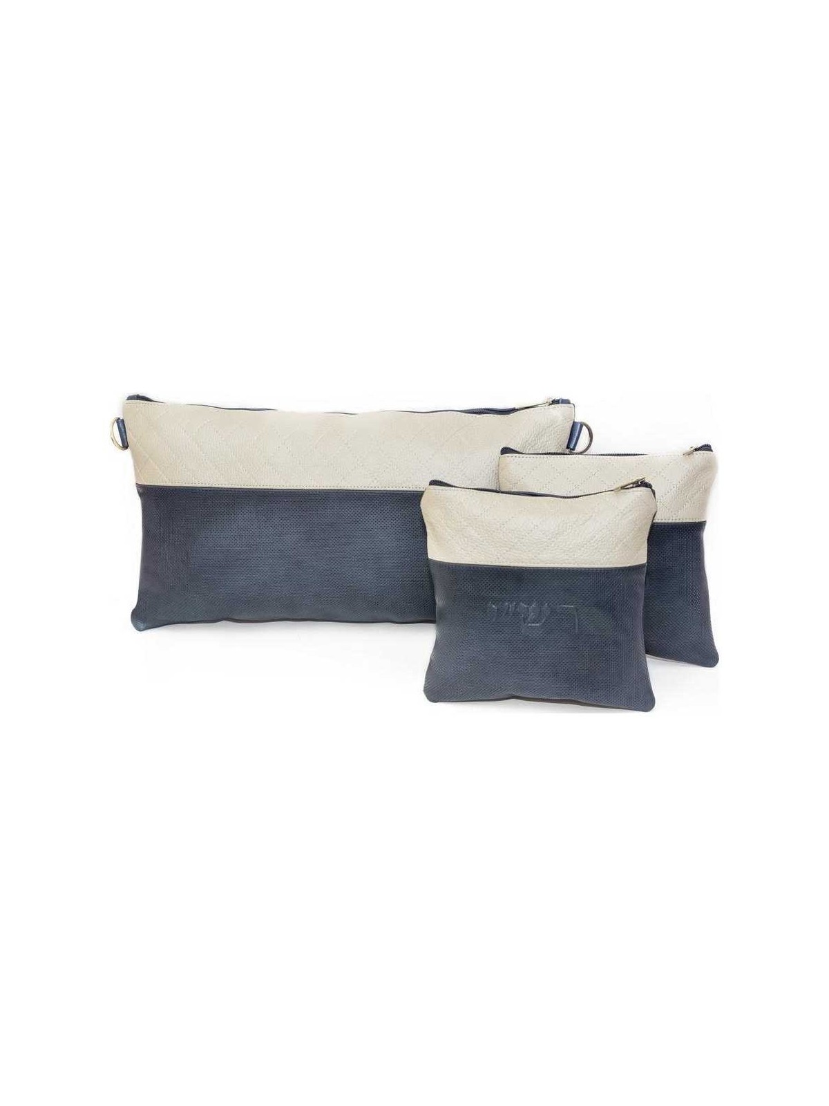 Two Toned Multi-Textured Personalized Tallit & Tef | Tefillin & Access