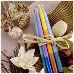 Pure Vegetable Wax Chanukah Candles - Tricolor Mul | Hanukkah | Judaic