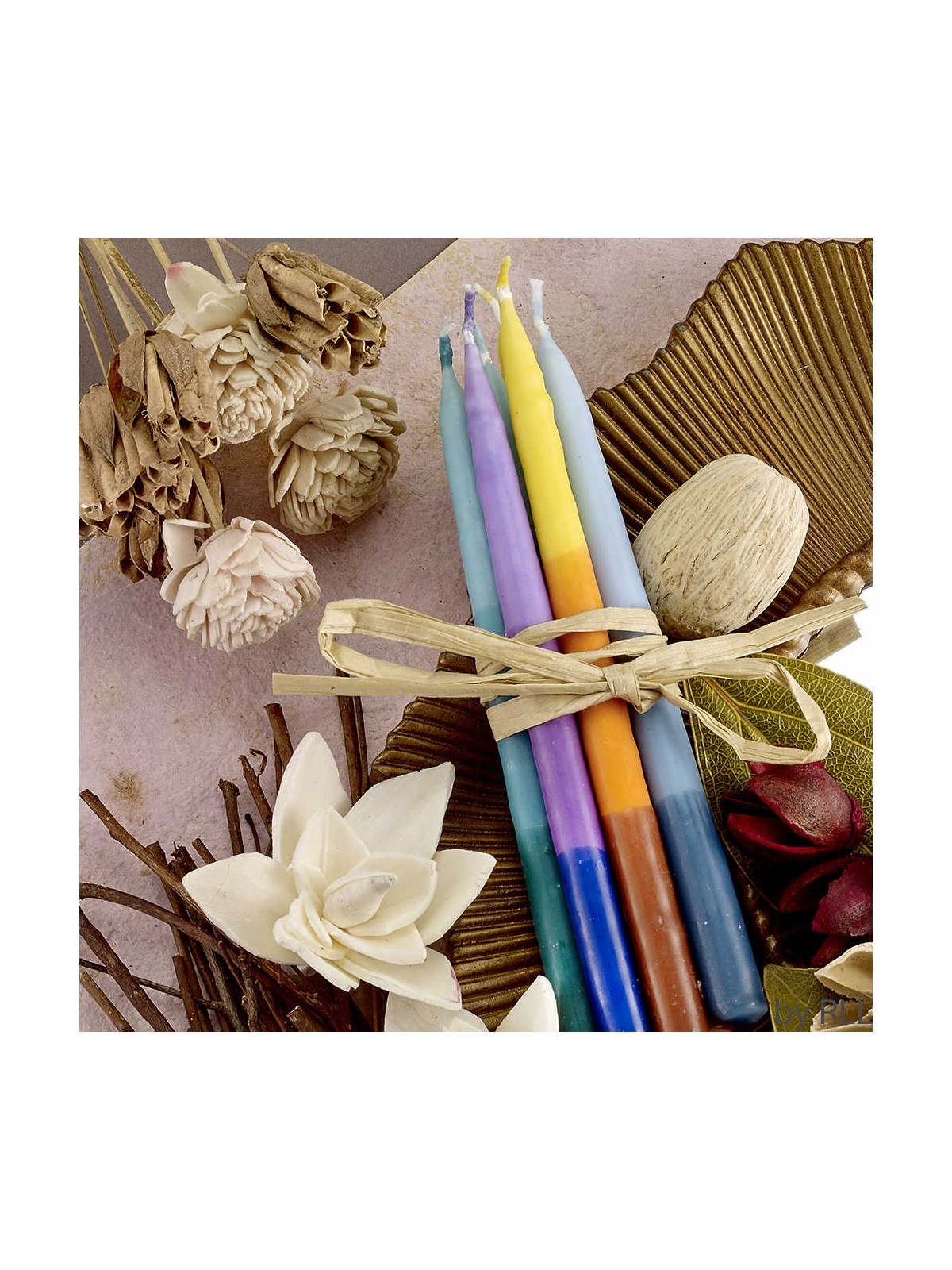 Pure Vegetable Wax Chanukah Candles - Tricolor Mul | Hanukkah | Judaic