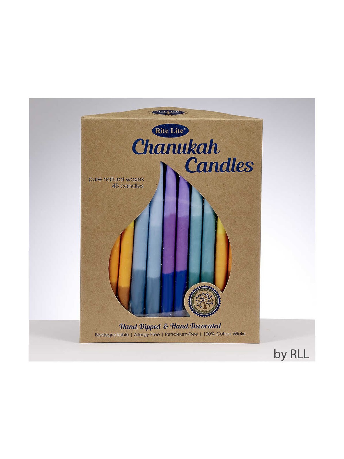 Pure Vegetable Wax Chanukah Candles - Tricolor Mul | Hanukkah | Judaic