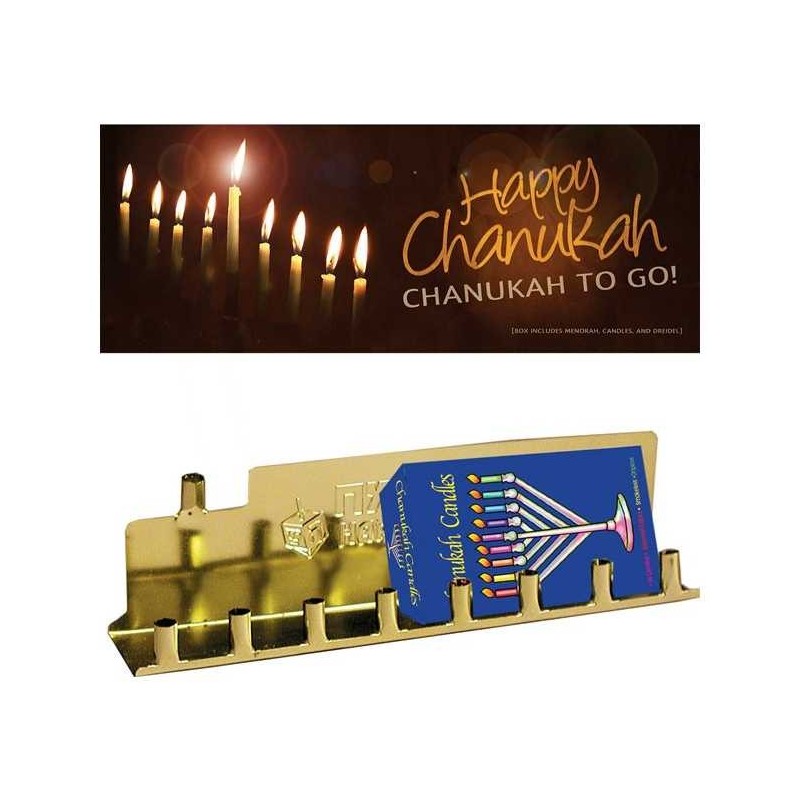 Chanukah To Go - Menorah and Candle Kit | Hanukkah | Judaica