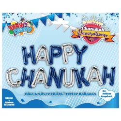 Happy Chanukah Letter Balloons - Silver and Blue | Hanukkah | Judaica