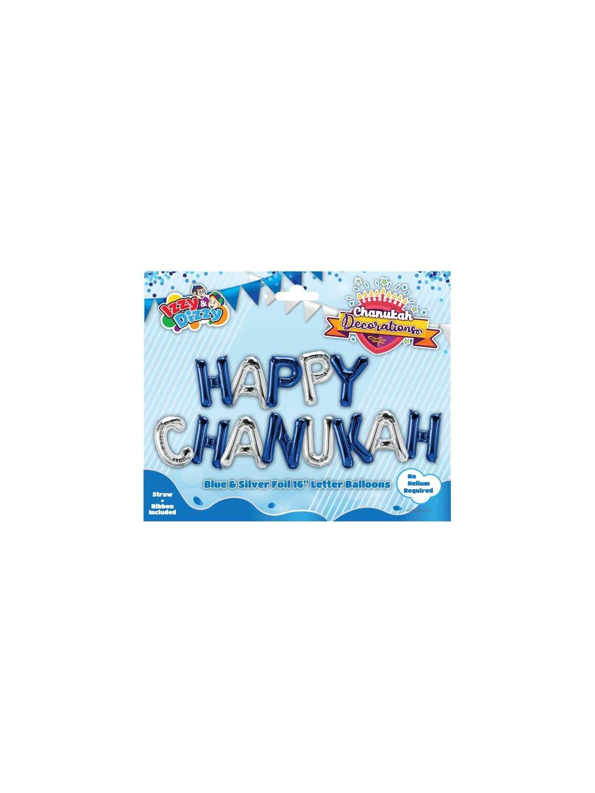 Happy Chanukah Letter Balloons - Silver and Blue | Hanukkah | Judaica