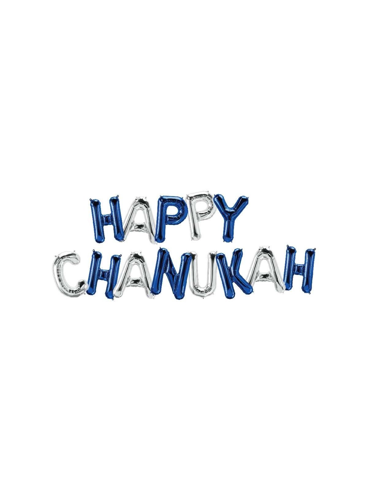 Happy Chanukah Letter Balloons - Silver and Blue | Hanukkah | Judaica