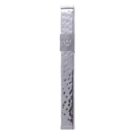 Hammered Mezuzah Case Shin Stainless Steel 12 cm - | Mezuzahs | Judaic