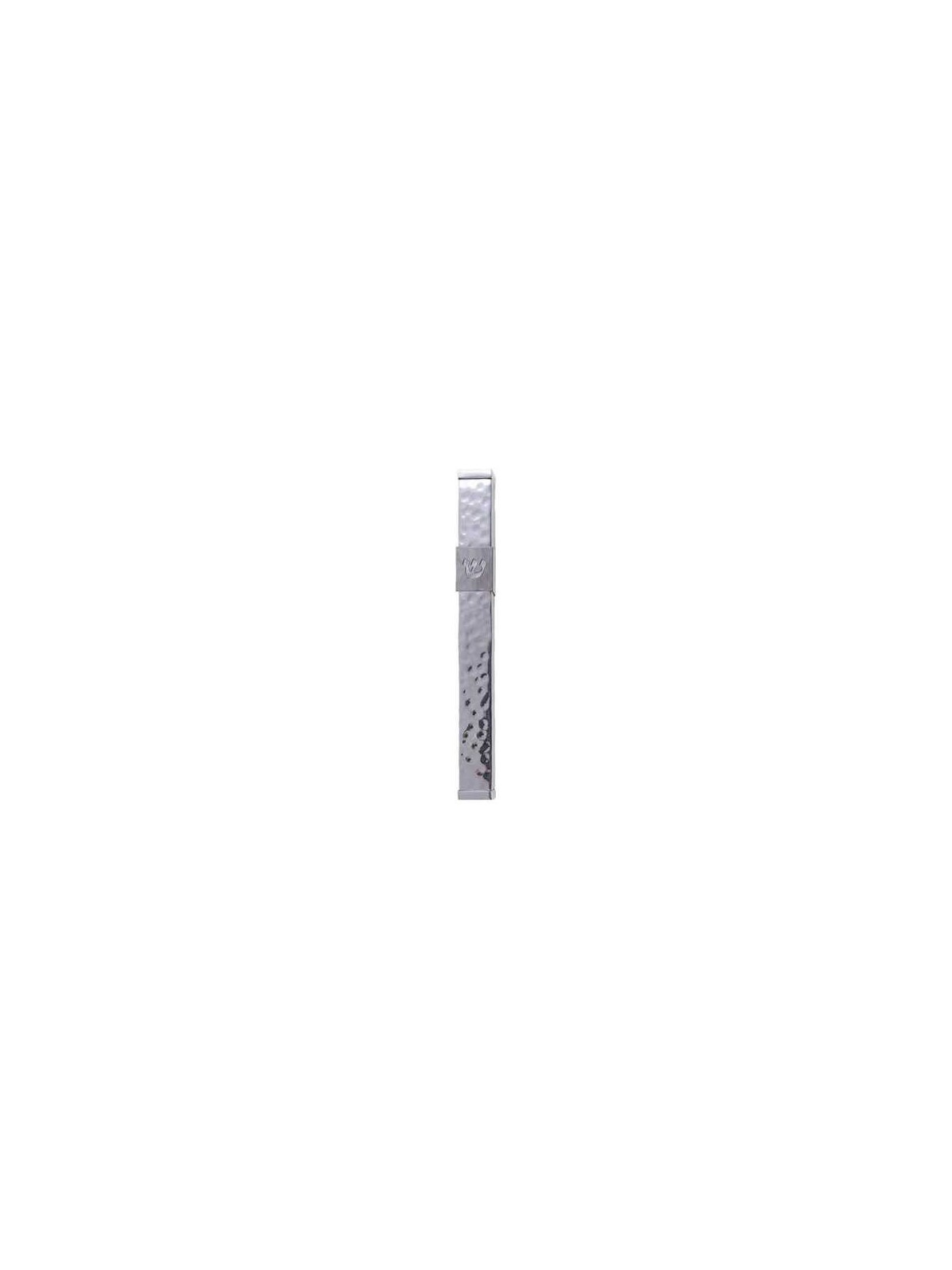 Hammered Mezuzah Case Shin Stainless Steel 12 cm - | Mezuzahs | Judaic