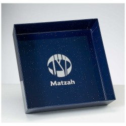 Square Navy PS Matzah Tray With Silver Glitter | Passover | Judaica