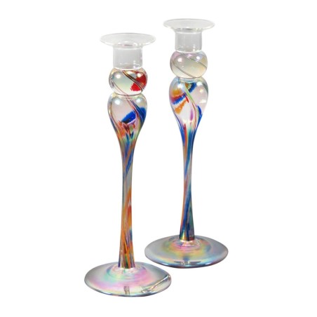 Wedding Glass Keepsake Tall Candlesticks | Wedding | Judaica