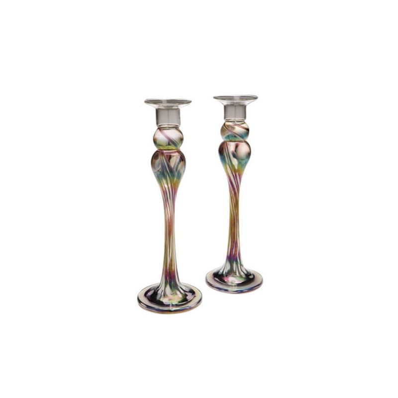 Wedding Glass Keepsake Tall Candlesticks | Wedding | Judaica
