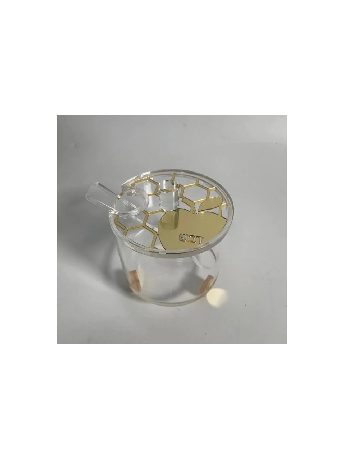 Round Lucite Honey Dish Honey Comb Design | Rosh Hashanah | Judaica