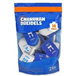 Blue & White Large Wood Dreidels - 10 pack | Hanukkah | Judaica