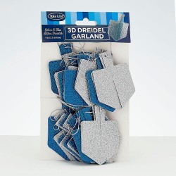 Chanukah Blue And Silver Dreidel Glitter Garland | Hanukkah | Judaica