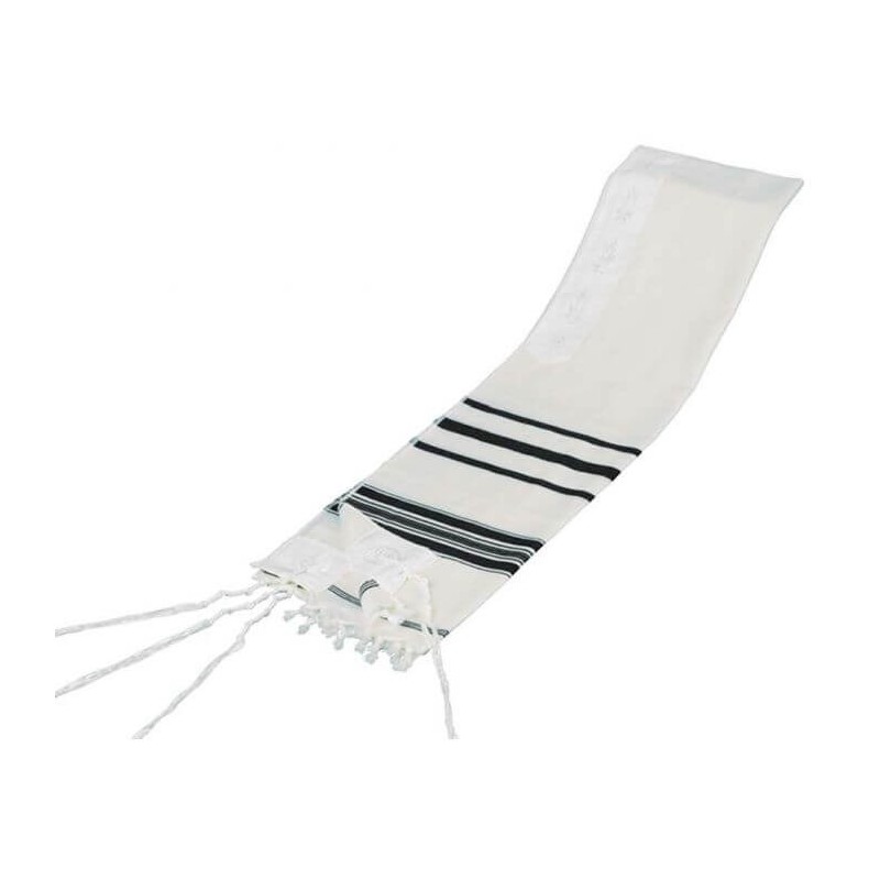 Traditional Black Stripe Wool Tallit with Avodat Y | Tallit/Tallis | J