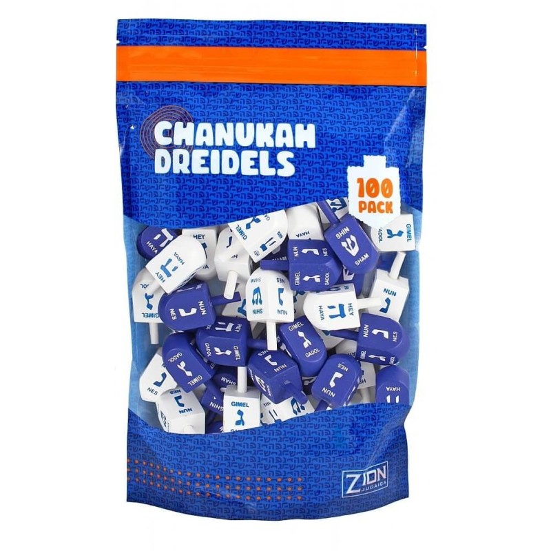 Blue & White Medium Wood Dreidels - 100 pack | Hanukkah | Judaica