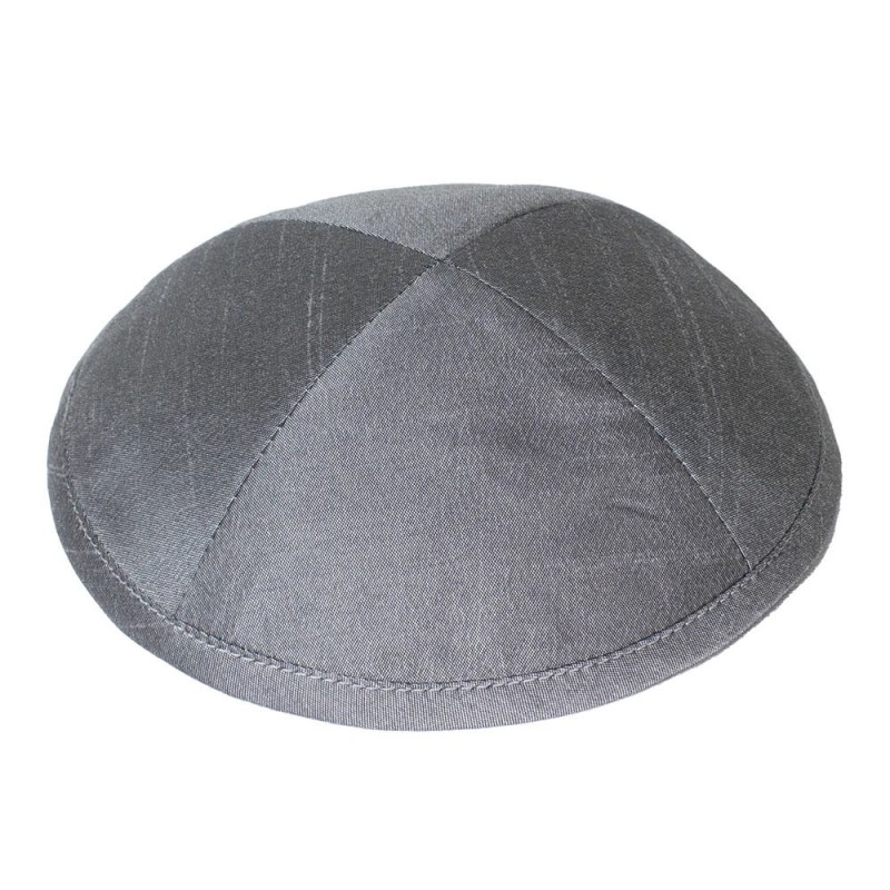 Dark Gray Raw Silk Kippah | Kippahs | Judaica