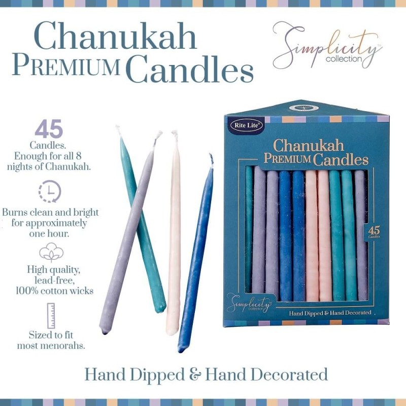 Deluxe Chanukah Candles - Simplicity Colors | Hanukkah | Judaica