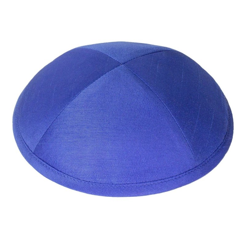 Royal Blue Raw Silk Kippah | Kippahs | Judaica