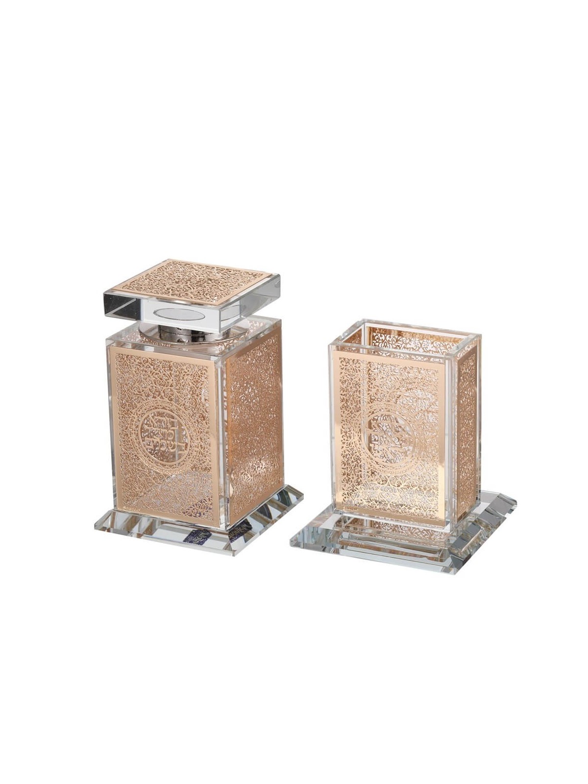 Crystal Havdalah Set with Gold Metal Royal Design | Havdalah Sets & Sp