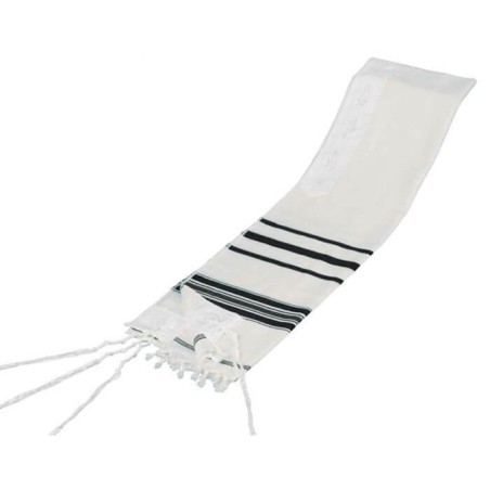 Traditional Black Stripe Wool Tallit with Avodat Y | Tallit/Tallis | J