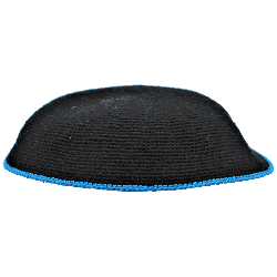 Kippot en tricot noir - Bordure turquoise | Kippas | Judaïca