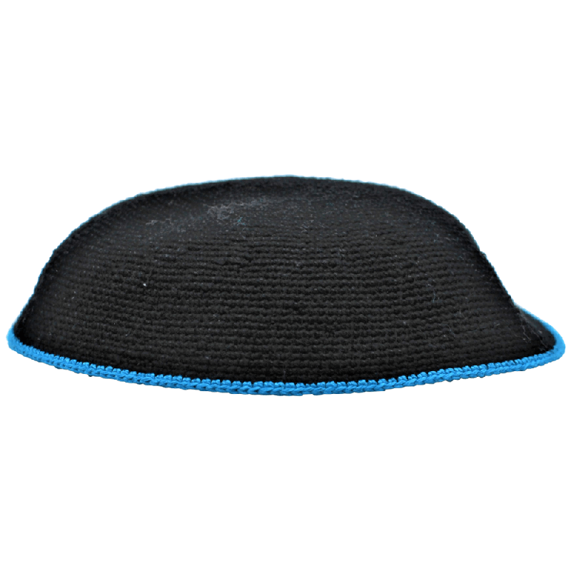 Black Knit Kippot - Teal Rim | Kippahs | Judaica
