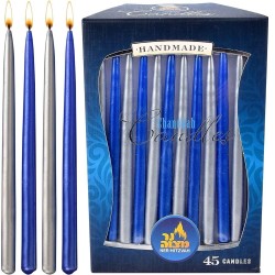 Blue & Silver Metallic Chanukah Candles | Hanukkah | Judaica