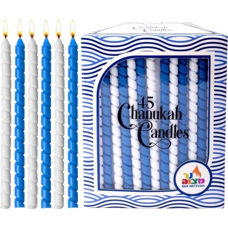 Blue & White Twisted Chanukah Candles | Hanukkah | Judaica