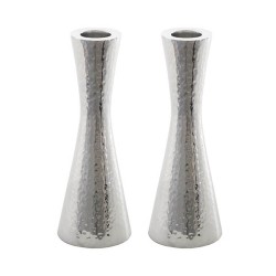 Hammered Nickel Plated Candlesticks | Candle Holders | Judaica