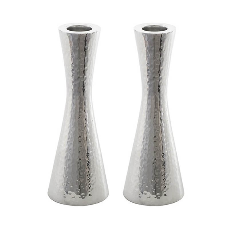 Hammered Nickel Plated Candlesticks | Candle Holders | Judaica