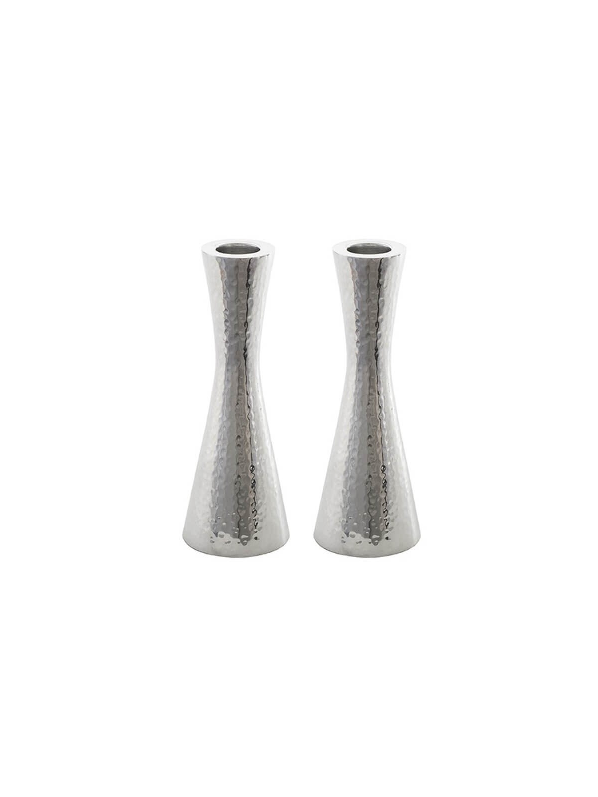 Hammered Nickel Plated Candlesticks | Candle Holders | Judaica