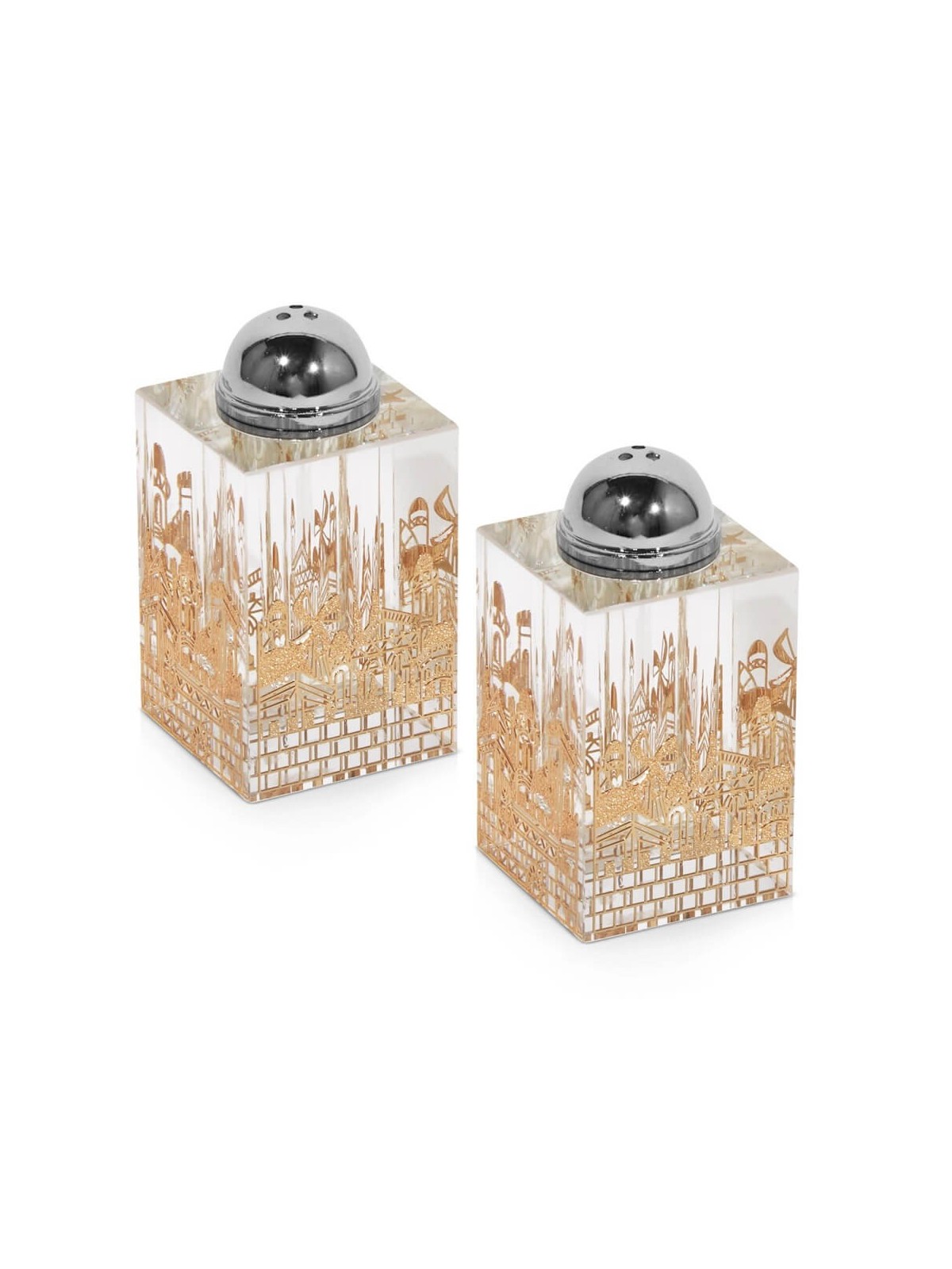 Crystal Salt And Pepper Holder With 4 Sides Gold J | Home Goods | Juda