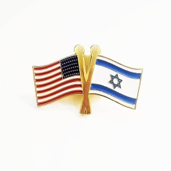 Israel & USA Flag Die-Cast Metal and Enamel Pin | Jewelry | Judaica