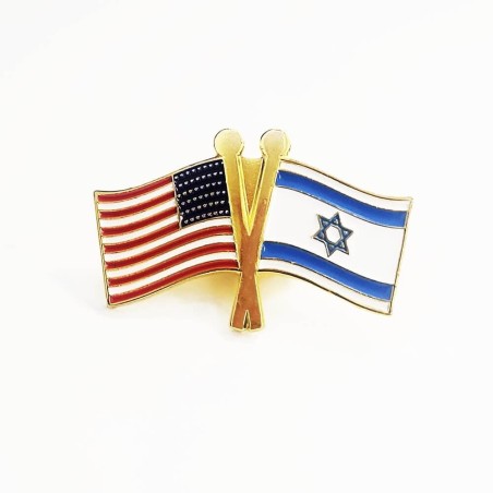 Israel & USA Flag Die-Cast Metal and Enamel Pin | Jewelry | Judaica
