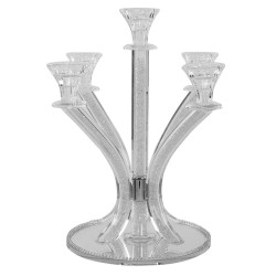 Candelabra 5 Light Silver Stones 14" | Candle Holders | Judaica