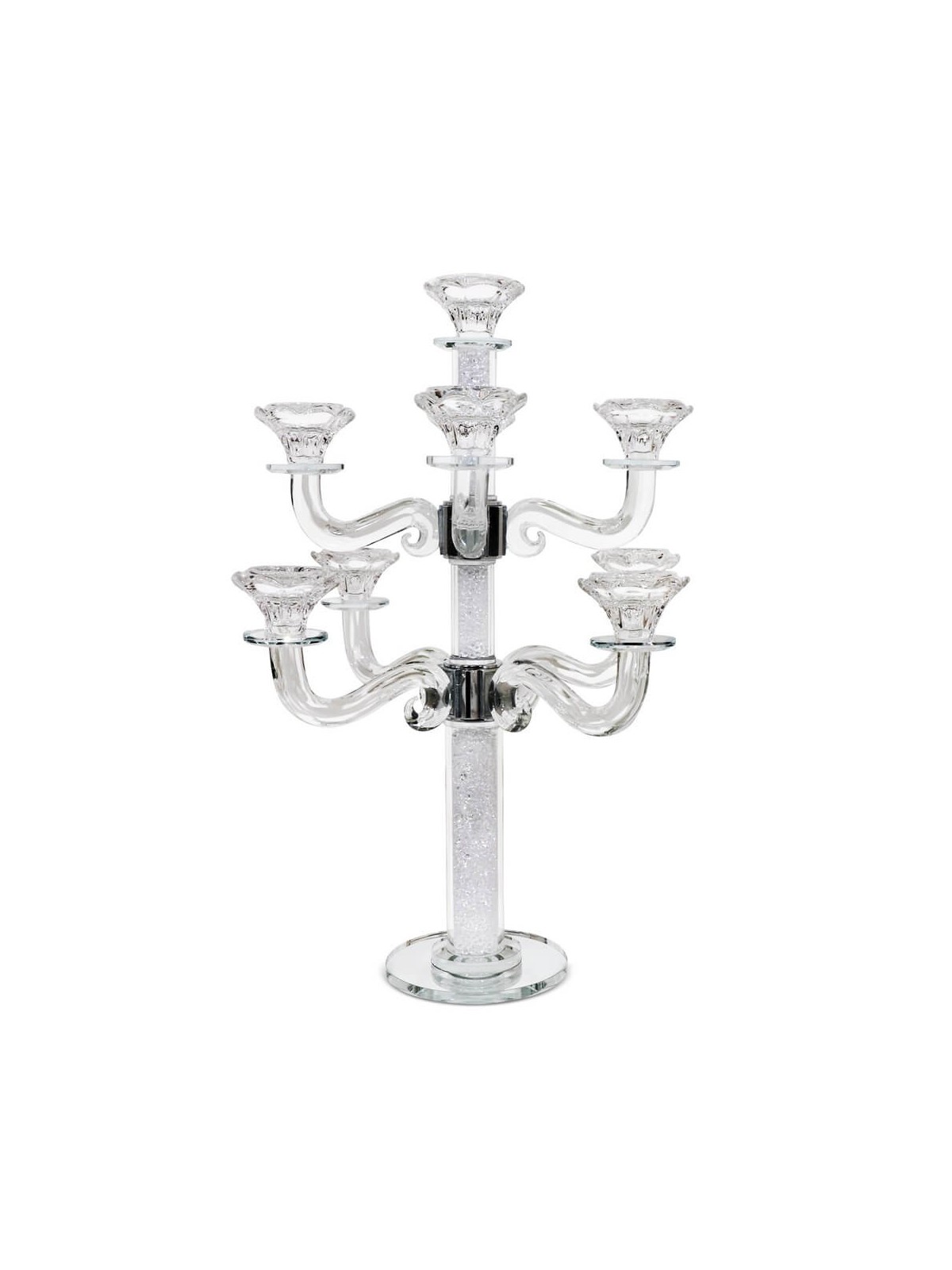 Crystal Candelabra 9 Branches White Filling 18" | Candle Holders | Jud