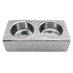 Double Tealight Holder Hammered Design | Candle Holders | Judaica