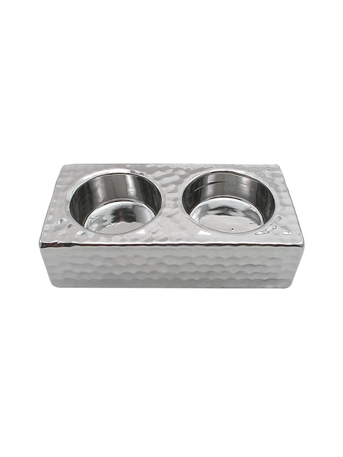 Double Tealight Holder Hammered Design | Candle Holders | Judaica